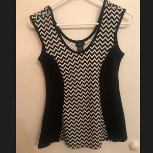 Black and white stripped peplum top small